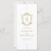 Vieux argent Vintage Crest Wedding Carte du progra (Devant)