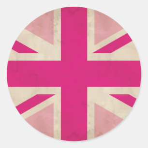 Vieux autocollants roses d'Union Jack