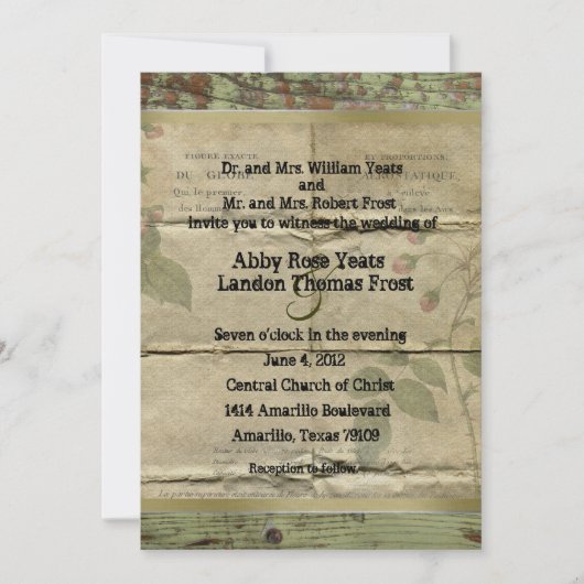 Vieux bois, invitations françaises vintages de (Devant)