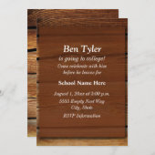 Vieux bois texturé Invitation "Off To College" (Devant / Derrière)