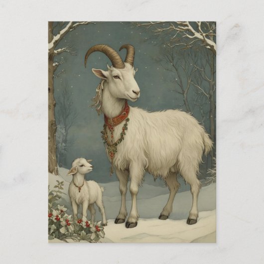Vieux Bouc de Noël, Carte de Joyeux Temps des Fête (Devant)
