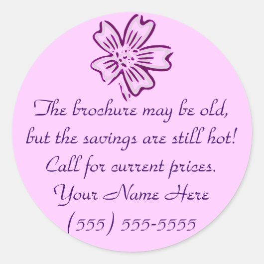 Vieux Brochure, Sticker à prix chaud (Devant)