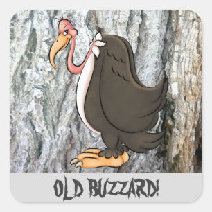 Vieux Buzzard caricature faux bois autocollant