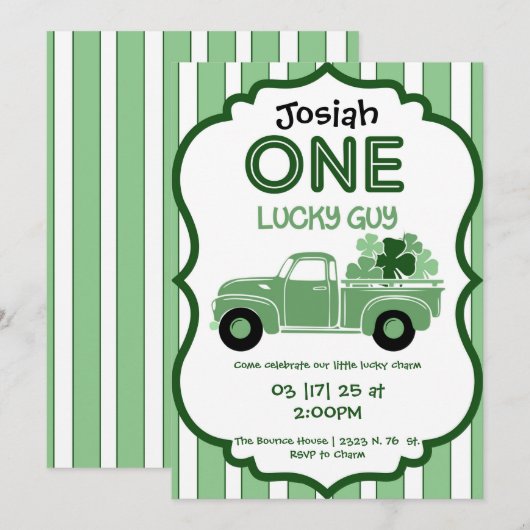 Vieux Camion Shamrock Invitation d'anniversaire (Devant / Derrière)