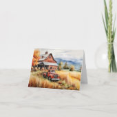 Vieux camionnette et étable rouge en automne blanc (Devant)