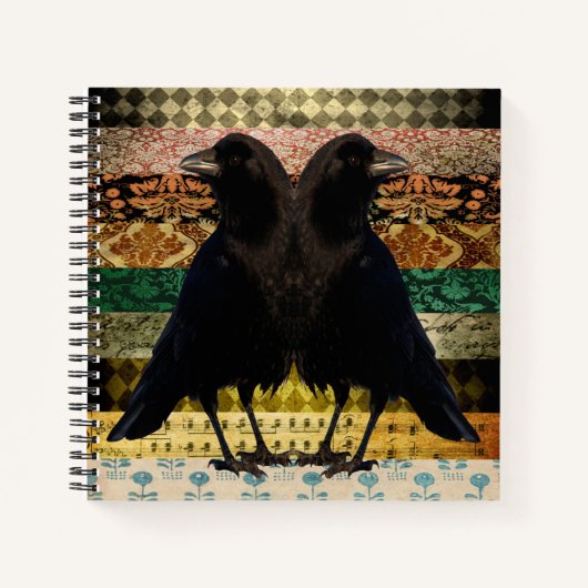 Vieux Carnet de spirale de Damask Crows (Devant)