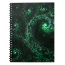 Vieux Carnet fractal spiral vert et noir