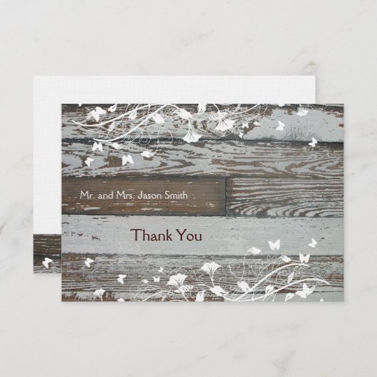 Vieux carte de remerciements plat en bois avec (Devant / Derrière)