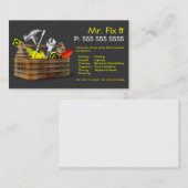 Vieux carte de visite en bois de bricoleur de (Devant / Derrière)