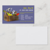 Vieux carte de visite en bois de bricoleur de (Devant / Derrière)