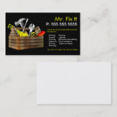 Vieux carte de visite en bois de bricoleur de (Devant / Derrière)