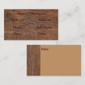 Vieux carte de visite en bois de grain (Devant / Derrière)