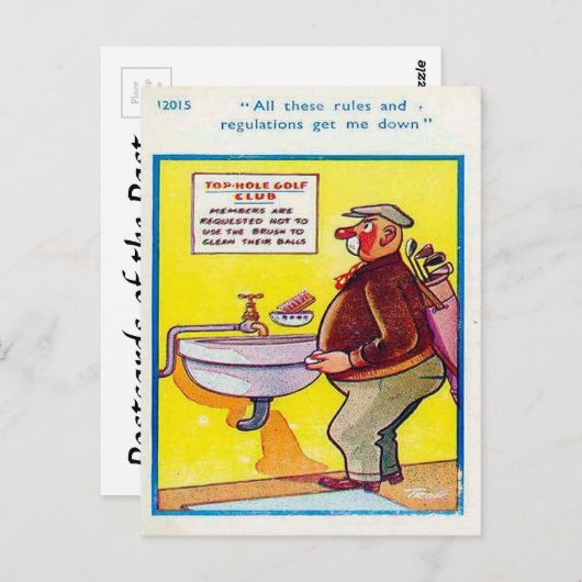 Vieux Carte Postale - Comic - Golf (Devant / Derrière)