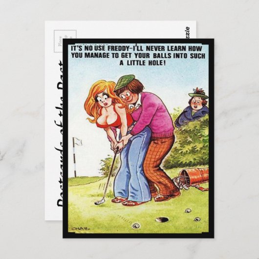 Vieux Carte Postale - Comic - Golf (Devant / Derrière)