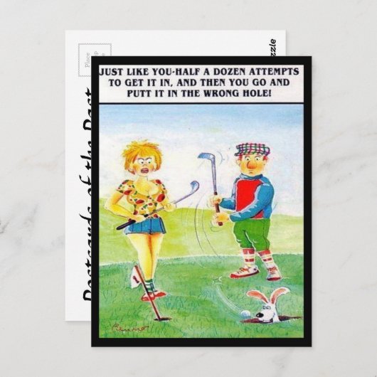 Vieux Carte Postale - Comic - Golf (Devant / Derrière)