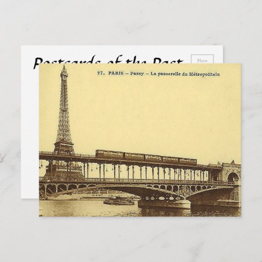 Vieux Carte Postale - Paris, Passy - Tour Eiffel (Devant / Derrière)