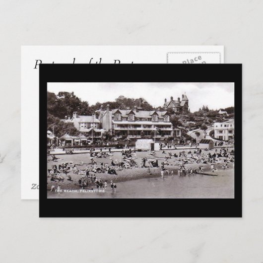 Vieux Carte Postale - Plage, Felixstowe, Suffolk (Devant / Derrière)
