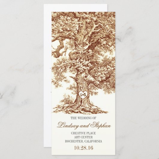 vieux chêne programmes de mariage rustique (Devant / Derrière)