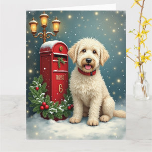 Vieux chien de berger anglais Carte de Noël vintag