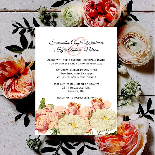 Vieux Faire-part de mariage Rose blancs