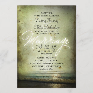 VIEUX INVITATIONS DE MARIAGE vintage PLAGE