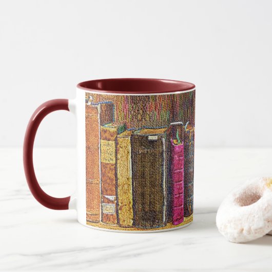 Vieux Livres Liés Au Cuir Mug (Avec donut)