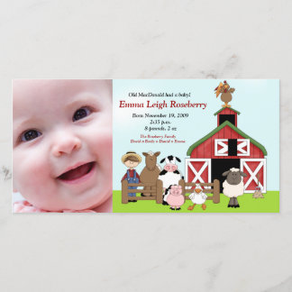 Vieux MacDonald Farm 8x4 Faire-part de naissance p