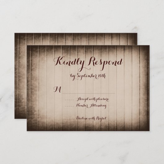 Vieux Mariage campagnard en bois rustique Cartes R (Devant / Derrière)