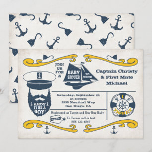 Vieux marin Nautique Bébé Douche Invitations