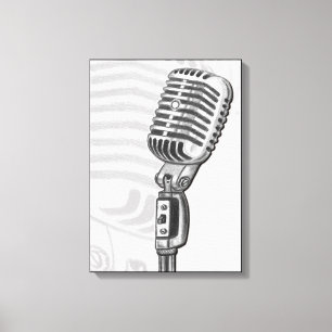 Vieux microphone dans la copie d'art de toile de