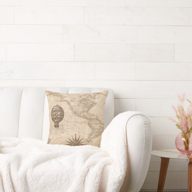 Vieux Monde Carte Jeu Oreiller (Canapé)