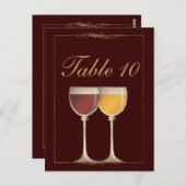 Vieux Monde Rouge & Blanc Verre Table Numéro Carte (Devant / Derrière)