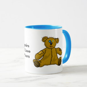 Vieux, Porté, Patché Teddy Bear Mug