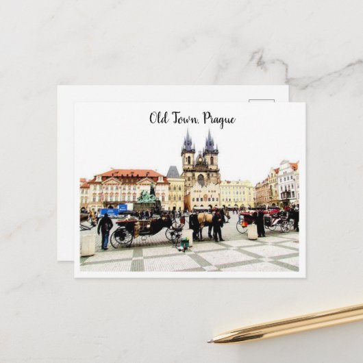Vieux Prague - Carte postale (Devant/Arrière en situation)