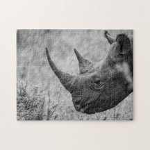 Vieux Rhinoceros - Puzzle Photo HD Noir Et Blanc