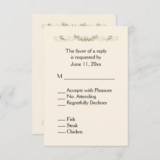 Vieux RSVP dentelle avec menu (Devant / Derrière)