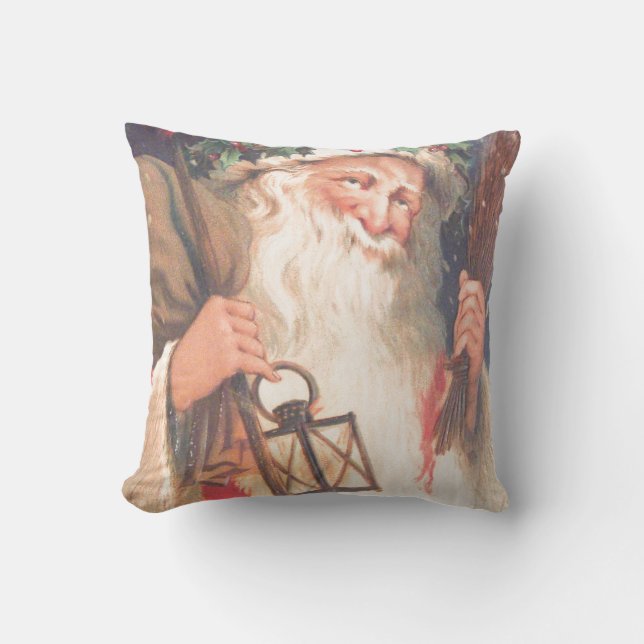 Vieux Saint Nicolas avec Coussin Vintage lanterne (Recto)