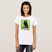 Vieux T-shirt sage d'oiseau - hibou en vert (Devant entier)
