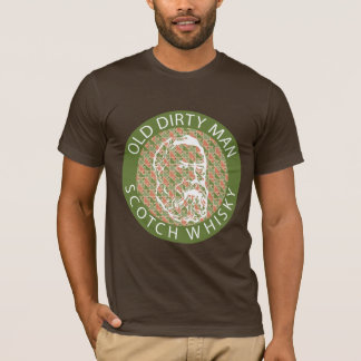 Vieux T-shirt sale de whisky écossais d'homme