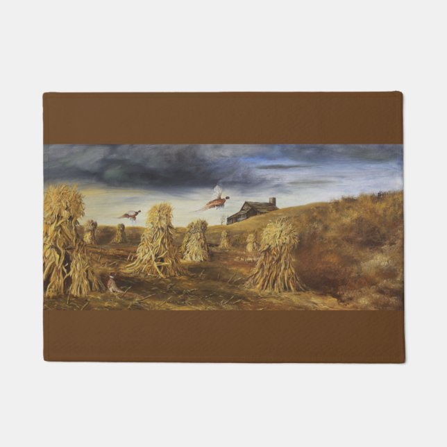 Vieux tapis de porte de grange et de faisans (Devant)