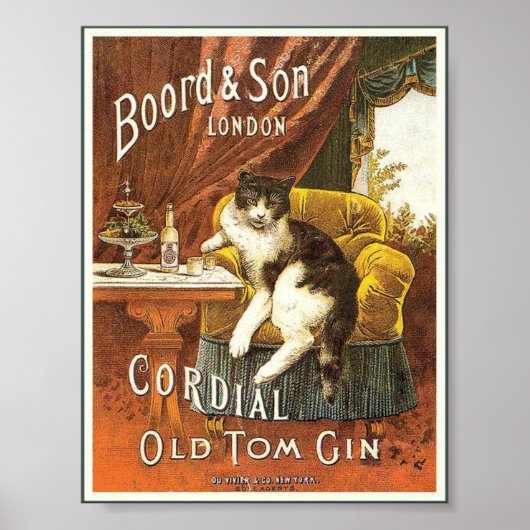 Vieux Tom Gin Poster vintage (Devant)