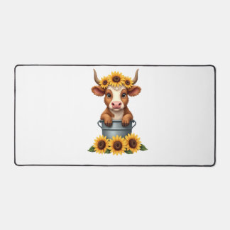 Vieux Tournesol Vache Highland dans Seau Floral Fa