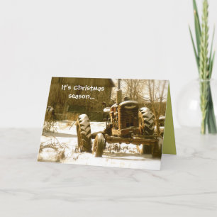 Vieux tracteur carte de Noël : Saison de Noël