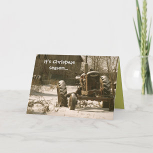 Vieux tracteur carte de Noël : Saison de Noël