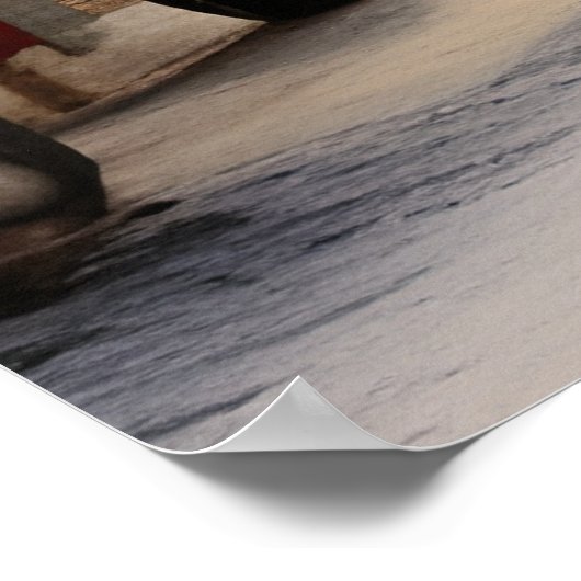 Vieux village en hiver neige Poster de Noël (Coin)