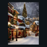 Vieux village en hiver neige Poster de Noël<br><div class="desc">Vieux village en hiver Neige de Noël</div>