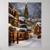 Vieux village en hiver neige Poster de Noël (Devant)