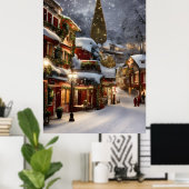 Vieux village en hiver neige Poster de Noël (Bureau à domicile)
