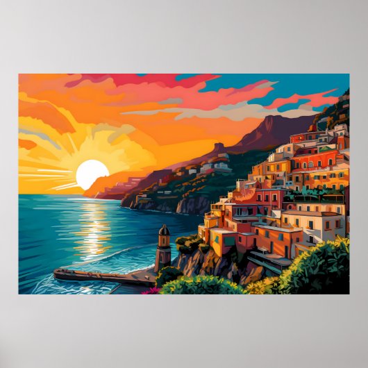 View of the Amalfi coast Italy Poster (Voorkant)