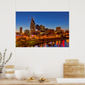 View of the city skyline at dusk poster (Keuken)